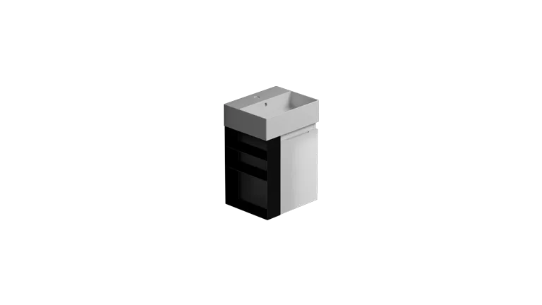 plain base with right side opening 46.37 h52 cm. (required space with open door: 70 cm)
