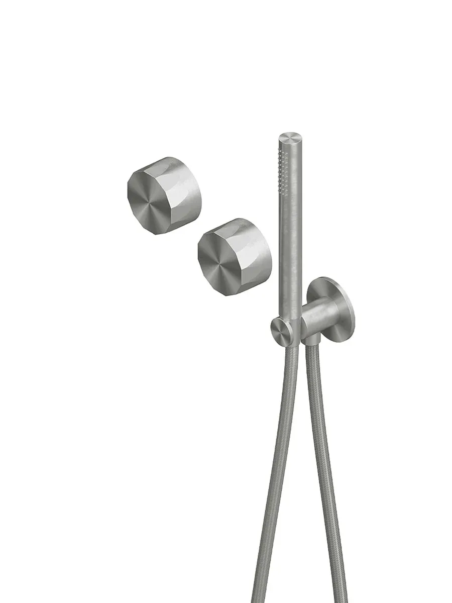 hb wall mounted 2 hydroprogressive mixers set with hand shower