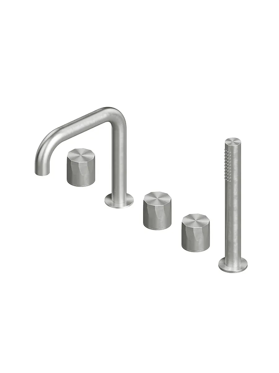 hb three hole mixer with swivelling spout and hydroprogressive mixer with handshower kit