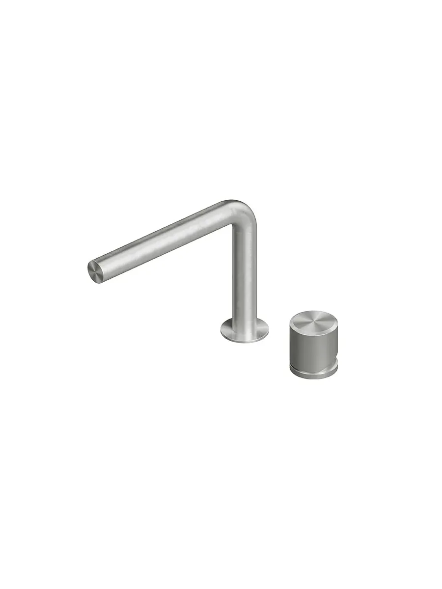 stereo two-hole mixer with swivelling spout
