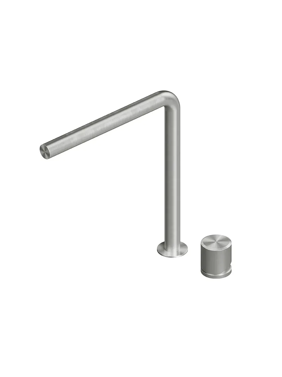 stereo two-hole mixer with swivelling spout