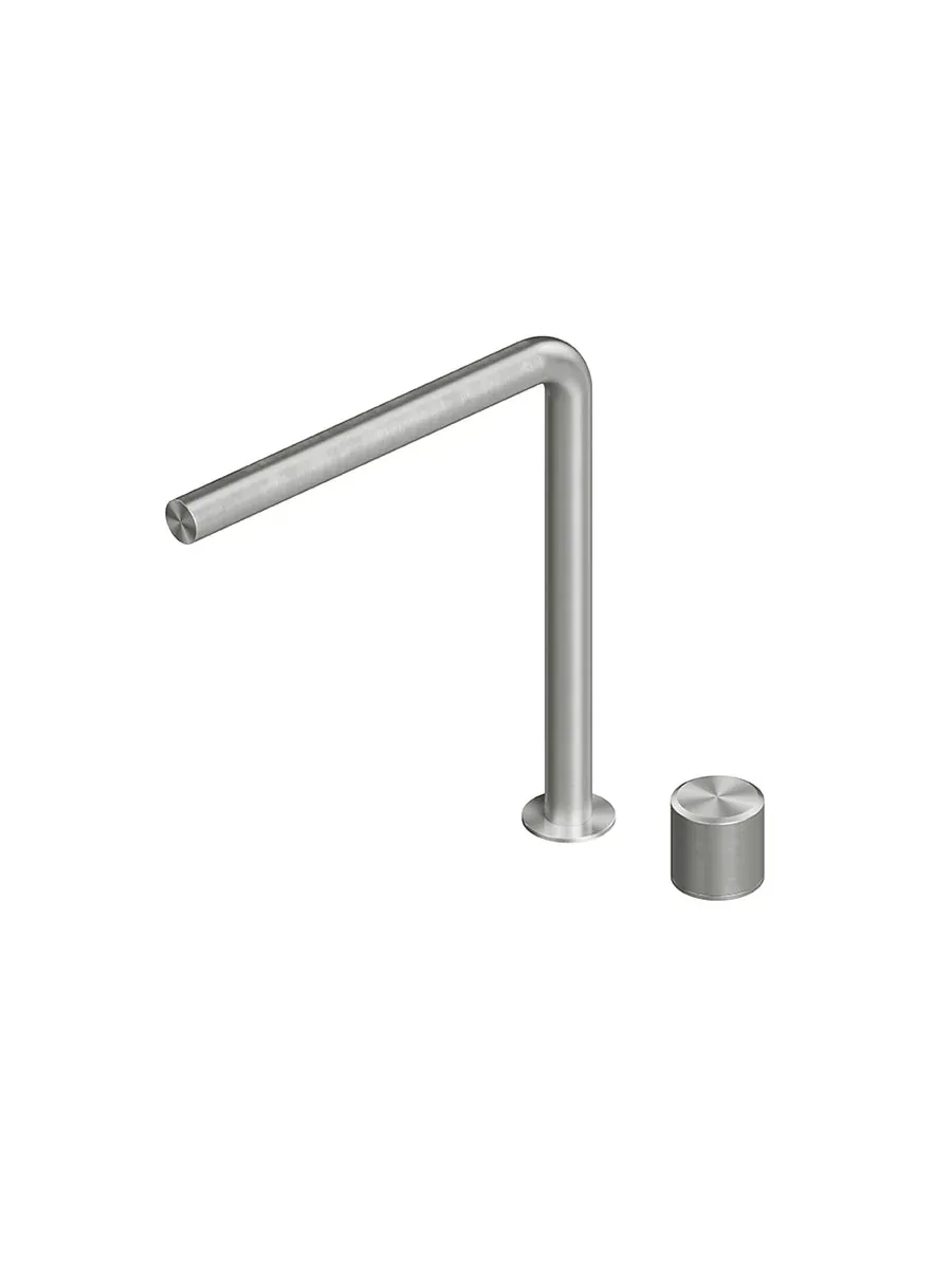 stereo two-hole hydroprogressive mixer with swivelling spout
