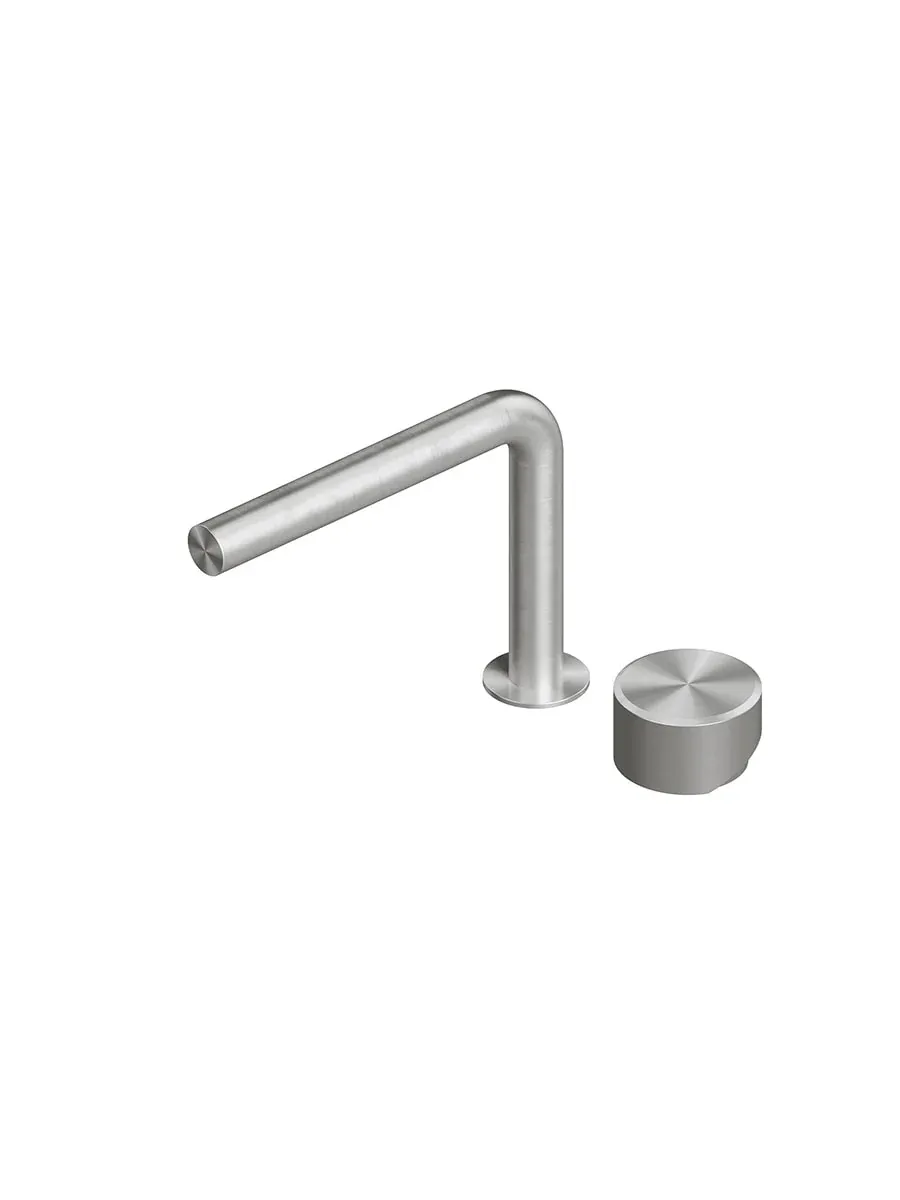 stereo two-hole mixer with swivelling spout