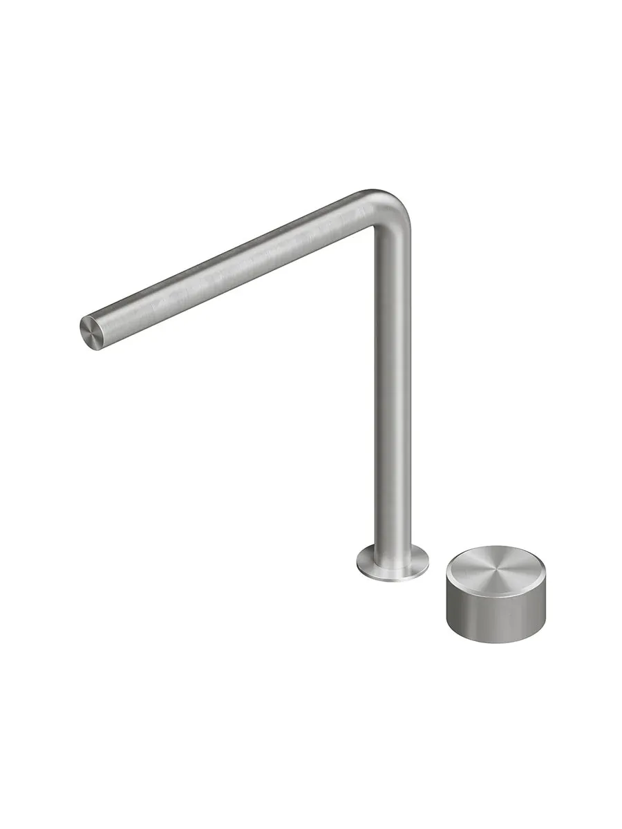 stereo two-hole mixer with swivelling spout