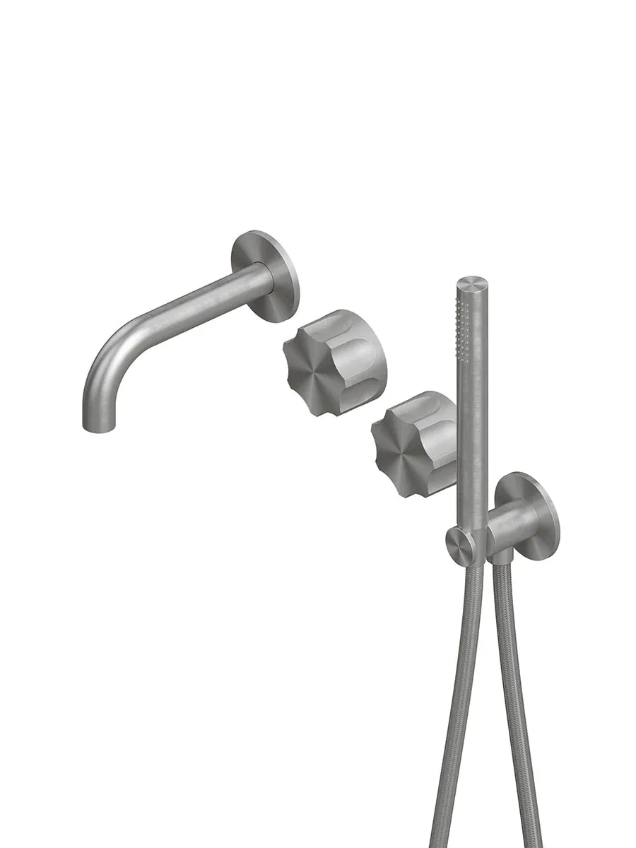 modo wall mounted 2 hydroprogressive mixers set with hand shower and spout