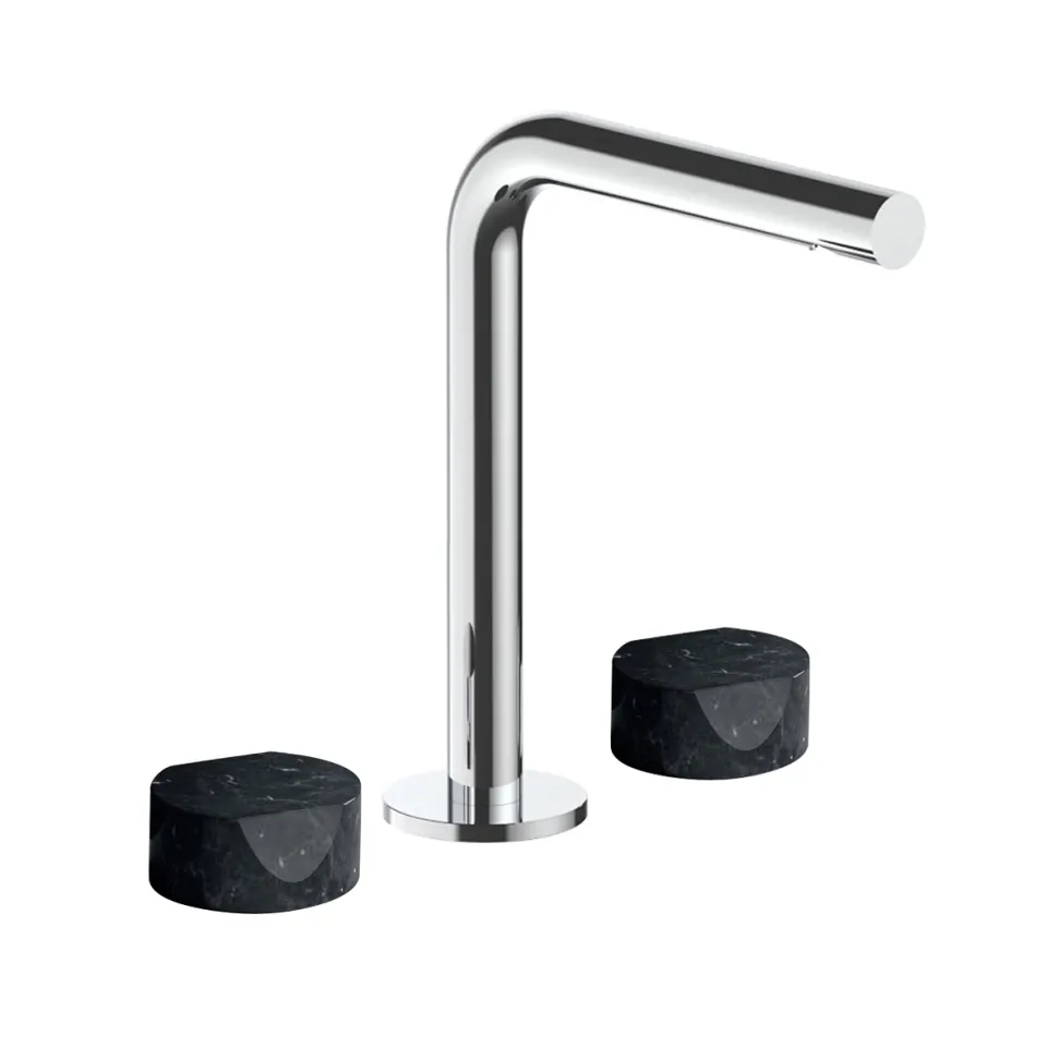 af/21 3-hole high washbasin mixer - handles in marquina black marble
