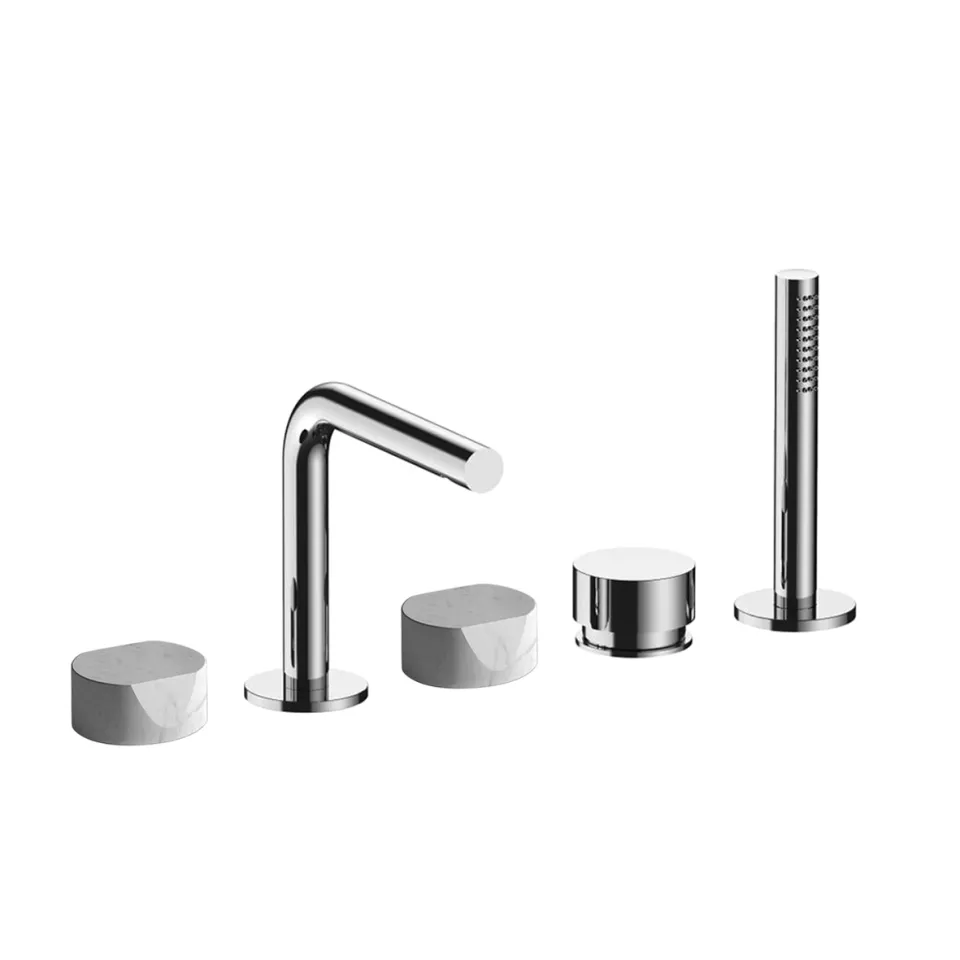 af/21 deck-mount bathtub mixer - handles in carrara white marble