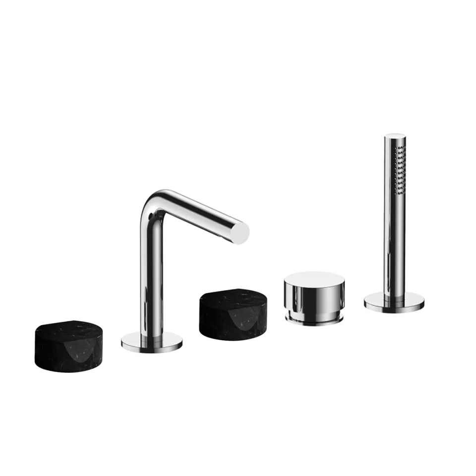 af/21 deck-mount bathtub mixer - handles in marquina black marble