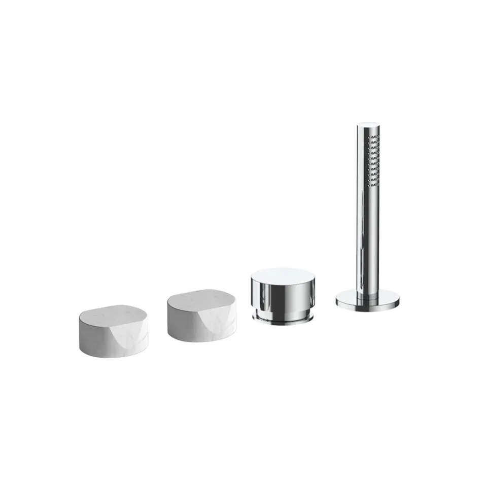 af/21 deck-mount bathtub mixer - handles in carrara white marble