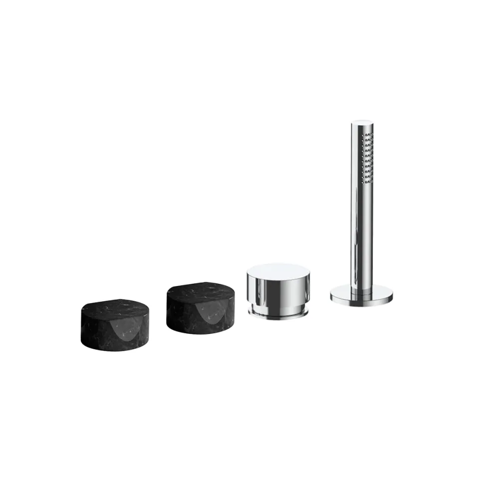 af/21 deck-mount bathtub mixer - handles in marquina black marble