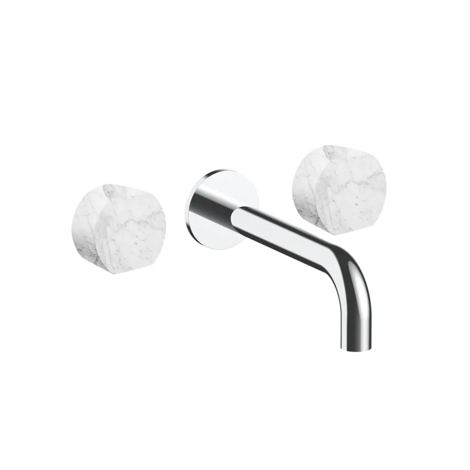 af/21 wall-mount washbasin mixer - handles in carrara white marble